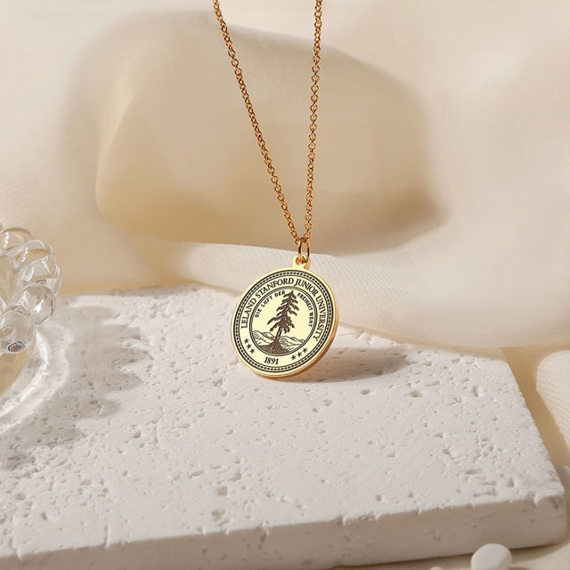 Picture of Custom Engraving School Badge Graduation Necklace - Personalized College Necklace