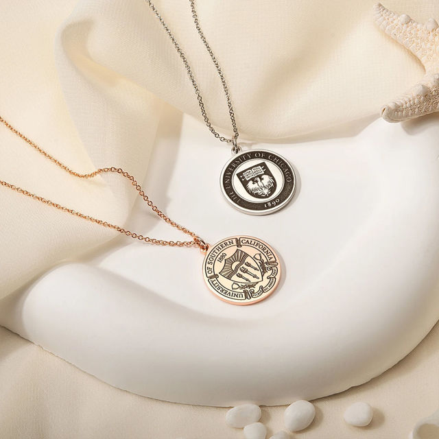 Picture of Custom Engraving School Badge Graduation Necklace - Personalized College Necklace