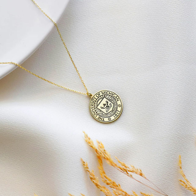 Picture of Custom Engraving School Badge Graduation Necklace - Personalized College Necklace