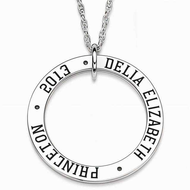 Picture of Custom Ring Circle Graduation Necklace - Personalized College Necklace