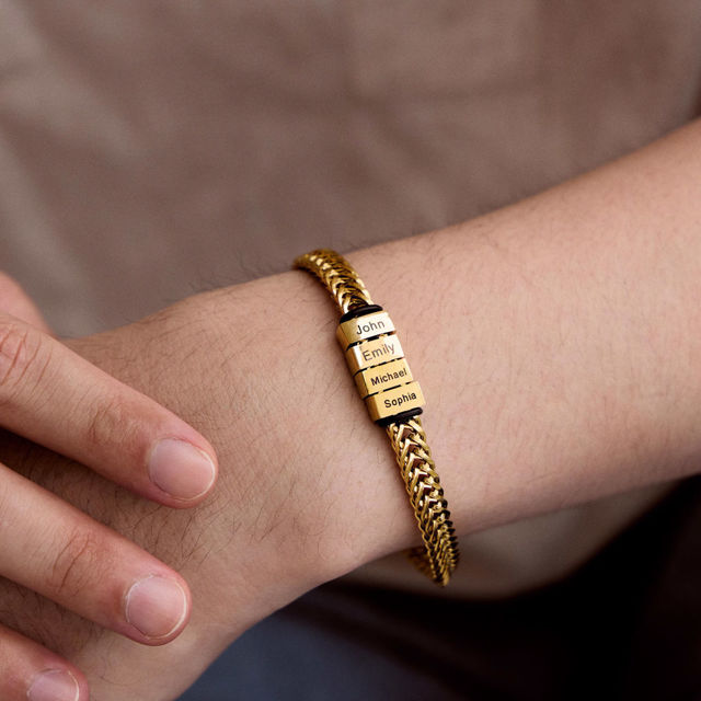 Picture of Father's Day gift - Custom Stainless Steel Bracelet Engraved Kids Names
