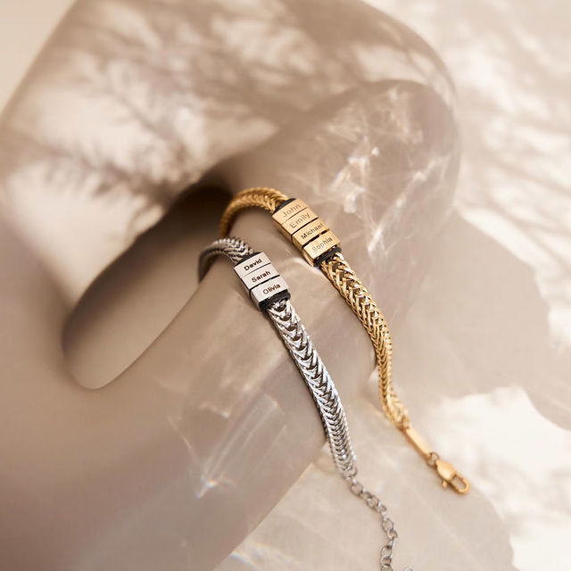 Picture of Father's Day gift - Custom Stainless Steel Bracelet Engraved Kids Names