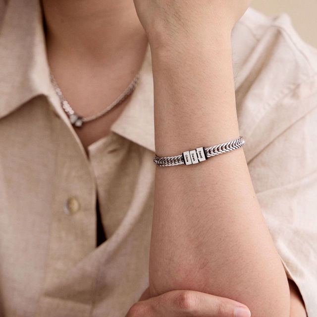 Picture of Father's Day gift - Custom Stainless Steel Bracelet Engraved Kids Names