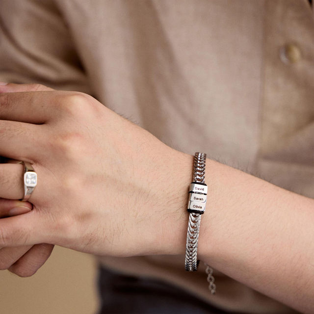 Picture of Father's Day gift - Custom Stainless Steel Bracelet Engraved Kids Names