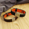 Picture of Father's Day gift - Custom Stainless Steel Bracelet Engraved Leather Bracelet for Men