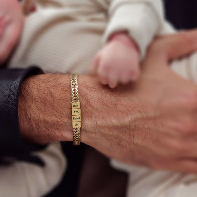 Picture of Father's Day gift - Custom Stainless Steel Bracelet Engraved Kids Names