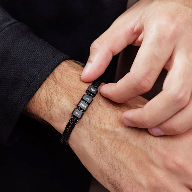 Picture of Father's Day gift - Custom Stainless Steel Bracelet Engraved Kids Names