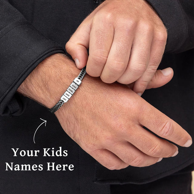 Picture of Father's Day gift - Custom Stainless Steel Bracelet Engraved Kids Names