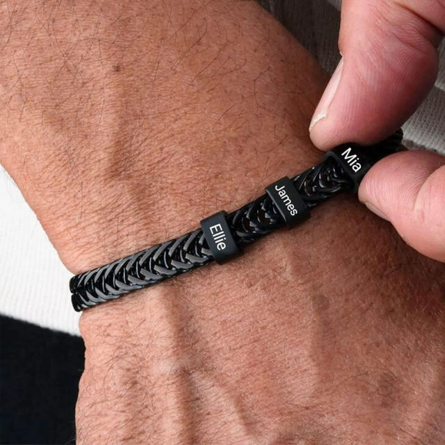 Picture of Father's Day gift - Custom Stainless Steel Bracelet Engraved Kids Names