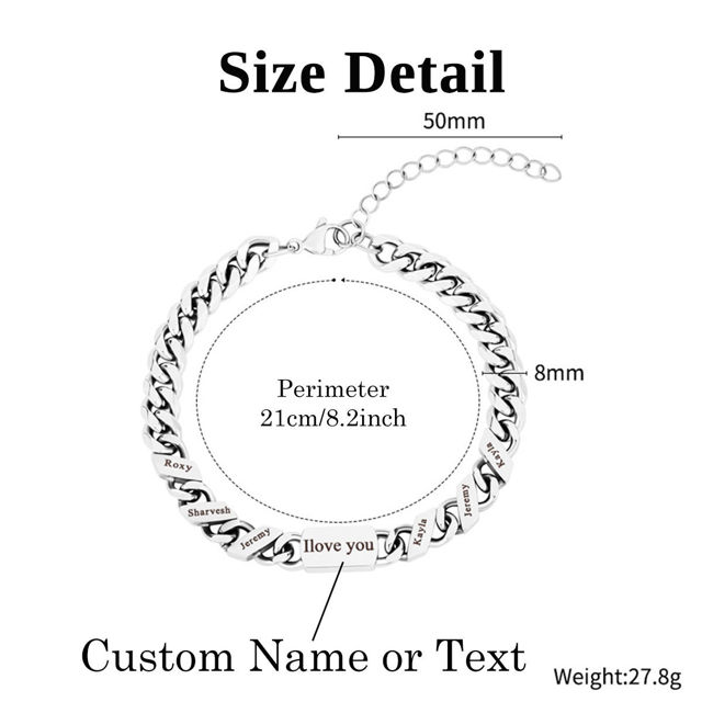 Picture of Custom Unsex Stainless Steel Bracelet - Engraved Bracelet for Father's Day Or Mother's Day