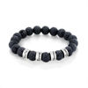 Picture of Custom Lava Beads Bracelet for Papa - Engraved Kids Names Bracelet for Dad