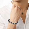 Picture of Custom Lava Beads Bracelet for Papa - Engraved Kids Names Bracelet for Dad