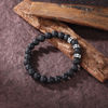 Picture of Custom Lava Beads Bracelet for Papa - Engraved Kids Names Bracelet for Dad