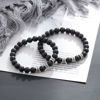 Picture of Custom Lava Beads Bracelet for Papa - Engraved Kids Names Bracelet for Dad