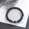 Picture of Custom Lava Beads Bracelet for Papa - Engraved Kids Names Bracelet for Dad