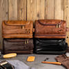 Picture of Custom Double Layer Leather Toiletry Bag - Personalized Groomsmen Gifts - Travel Bag For Men