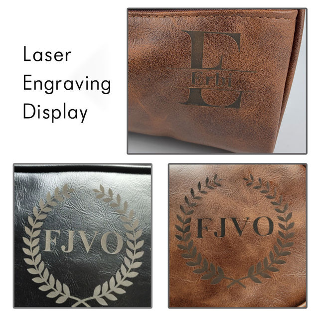 Picture of Custom Double Layer Leather Toiletry Bag - Personalized Groomsmen Gifts - Travel Bag For Men