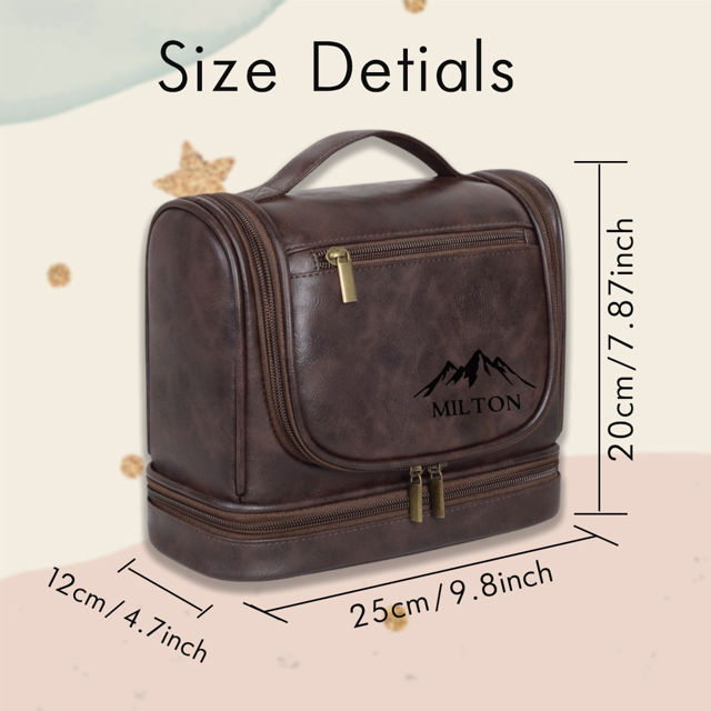 Picture of Custom Large Capacity Leather Toiletry Bag - Personalized Groomsmen Gifts - Travel Bag For Men