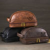 Picture of Custom Double Layer Leather Toiletry Bag for Men - Personalized Groomsmen Gifts - Gift for Dad
