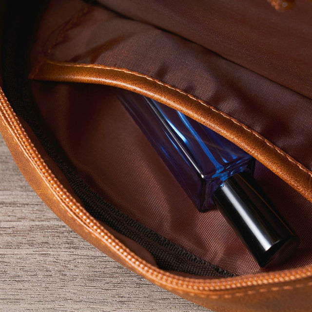 Picture of Custom Double Layer Leather Toiletry Bag for Men - Personalized Groomsmen Gifts - Gift for Dad