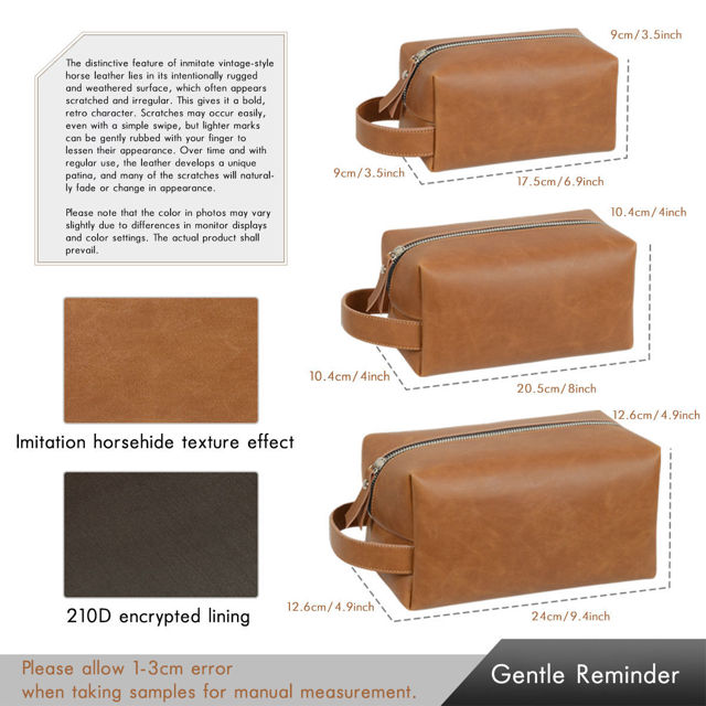 Picture of Custom Leather Toiletry Bag - Personalized Groomsmen Gifts - Travel Bag for Father's Day
