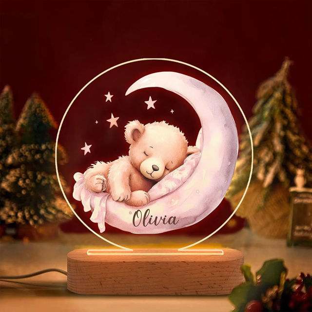 Picture of Custom Name Night Light for Kids - Personalized Sleeping Animal Night Lamp