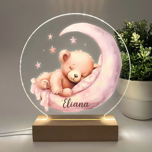 Picture of Custom Name Night Light for Kids - Personalized Sleeping Animal Night Lamp