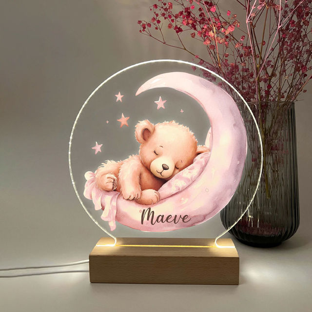 Picture of Custom Name Night Light for Kids - Personalized Sleeping Animal Night Lamp