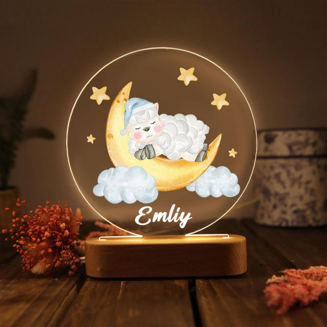 Picture of Custom Name Night Light for Kids - Personalized Sleeping Animal Night Lamp