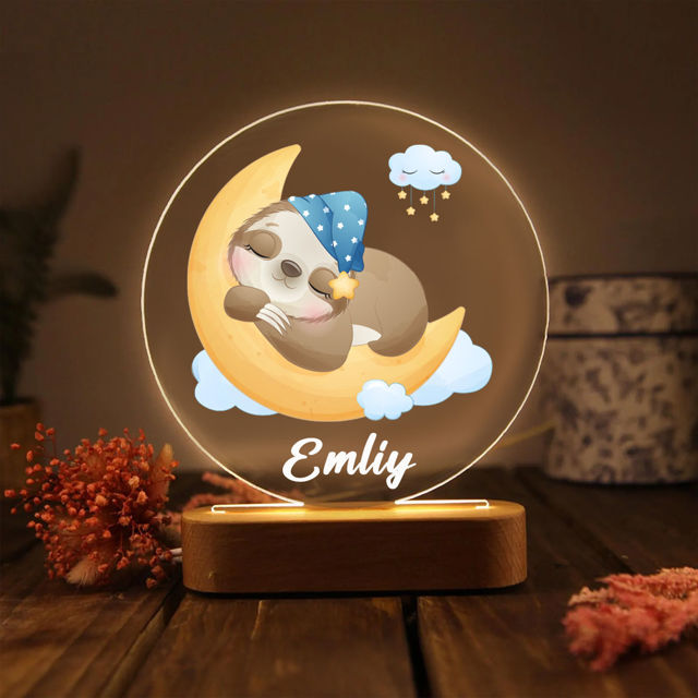 Picture of Custom Name Night Light for Kids - Personalized Sleeping Animal Night Lamp