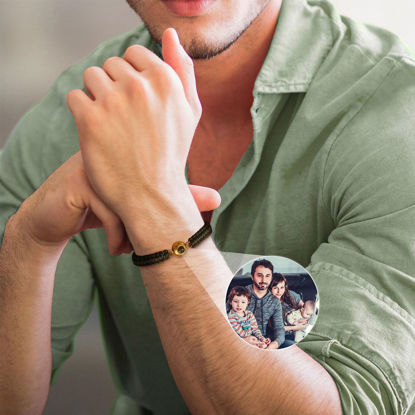 Picture of Custom Photo Projection Bracelet for Men - Handmade Braided Photo Bracelet for Dad - Personalized Memorial Photo Bracelet Men -Fathers Day Gift for Dad and Husband