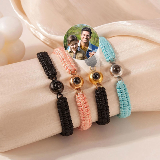 Picture of Custom Photo Projection Bracelet for Men - Handmade Braided Photo Bracelet for Dad - Personalized Memorial Photo Bracelet Men -Fathers Day Gift for Dad and Husband