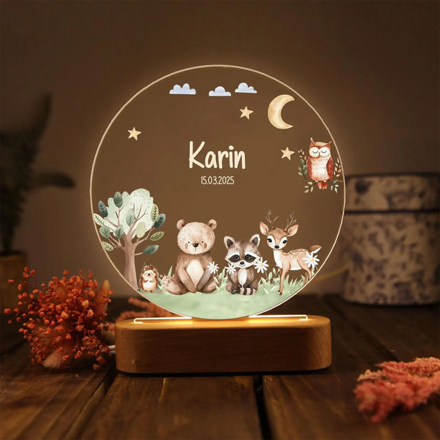 Picture of Custom Name Night Light for Kids - Personalized Animal Night Lamp | Birthday Gift