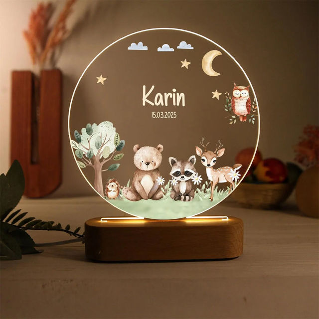 Picture of Custom Name Night Light for Kids - Personalized Animal Night Lamp | Birthday Gift