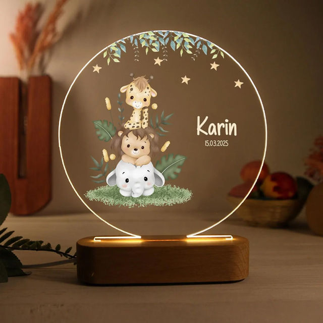 Picture of Custom Name Night Light for Kids - Personalized Animal Night Lamp | Birthday Gift