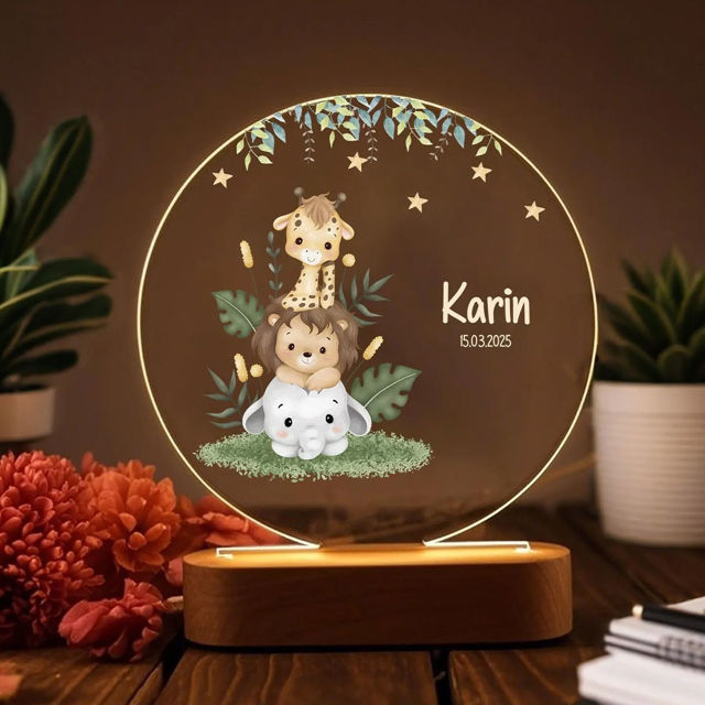Picture of Custom Name Night Light for Kids - Personalized Animal Night Lamp | Birthday Gift
