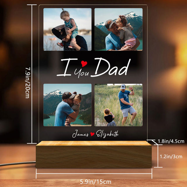 Picture of Custom Photo Night Light with Names - Personalized Father's Day Gift Night Lamp