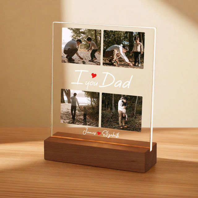 Picture of Custom Photo Night Light with Names - Personalized Father's Day Gift Night Lamp