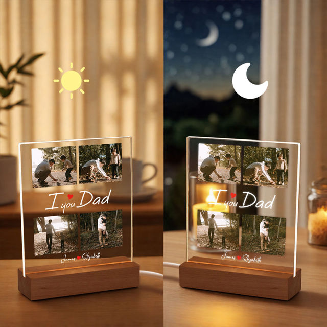 Picture of Custom Photo Night Light with Names - Personalized Father's Day Gift Night Lamp