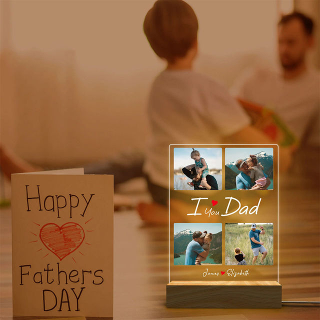 Picture of Custom Photo Night Light with Names - Personalized Father's Day Gift Night Lamp
