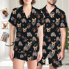 Picture of Custom Face Pajamas Full Set Short Sleeves - Personalised Unisex Pajamas Set for Couple