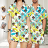 Picture of Custom Face Pajamas Full Set with Short Sleeves - Personalized Unisex Pajamas Set for Couples