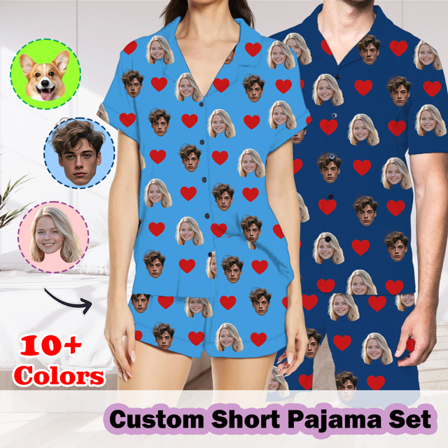 Picture of Custom Short Sleeves Face Pajamas Full Set - Personalised Unisex Summer Pajama