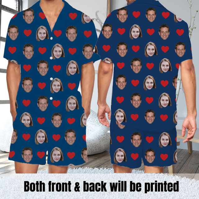 Picture of Custom Short Sleeves Face Pajamas Full Set - Personalised Unisex Summer Pajama