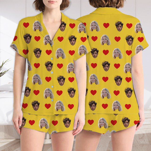 Picture of Custom Short Sleeves Face Pajamas Full Set - Personalised Unisex Summer Pajama
