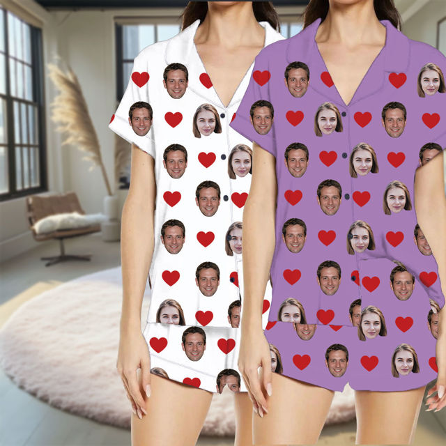 Picture of Custom Short Sleeves Face Pajamas Full Set - Personalised Unisex Summer Pajama