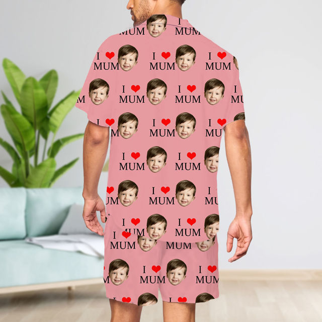 Picture of Custom Summer Pajamas Full Set with Short Sleeves - Personalised Unisex Pajama Set