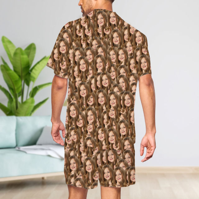 Picture of Custom Summer Pajamas Full Set with Short Sleeves - Personalised Unisex Pajama Sets