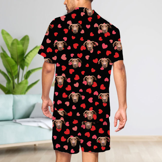 Picture of Custom Summer Pajamas Full Set with Short Sleeves - Personalised Unisex Pajama Set for Gift