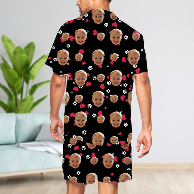 Picture of Custom Full Set Summer Pajamas with Short Sleeves - Personalised Face Pajama Set